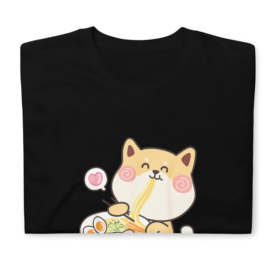 Shiba Inu Shirt | Kawaii Shiba Inu Gifts Anime | Funny Shiba Inu Eating Ramen Unisex T-Shirt