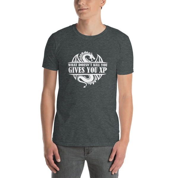 What Doesn't Kill You Gives You XP Fantasy RPG Dice Shirt | Dungeon Master Tee | Tabletop RPG | Tabletop Games | RPG T Shirt | Role Playing Game Unisex T-Shirt