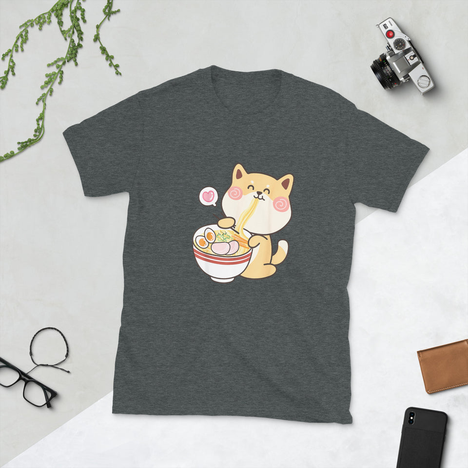Shiba Inu Shirt | Kawaii Shiba Inu Gifts Anime | Funny Shiba Inu Eating Ramen Unisex T-Shirt