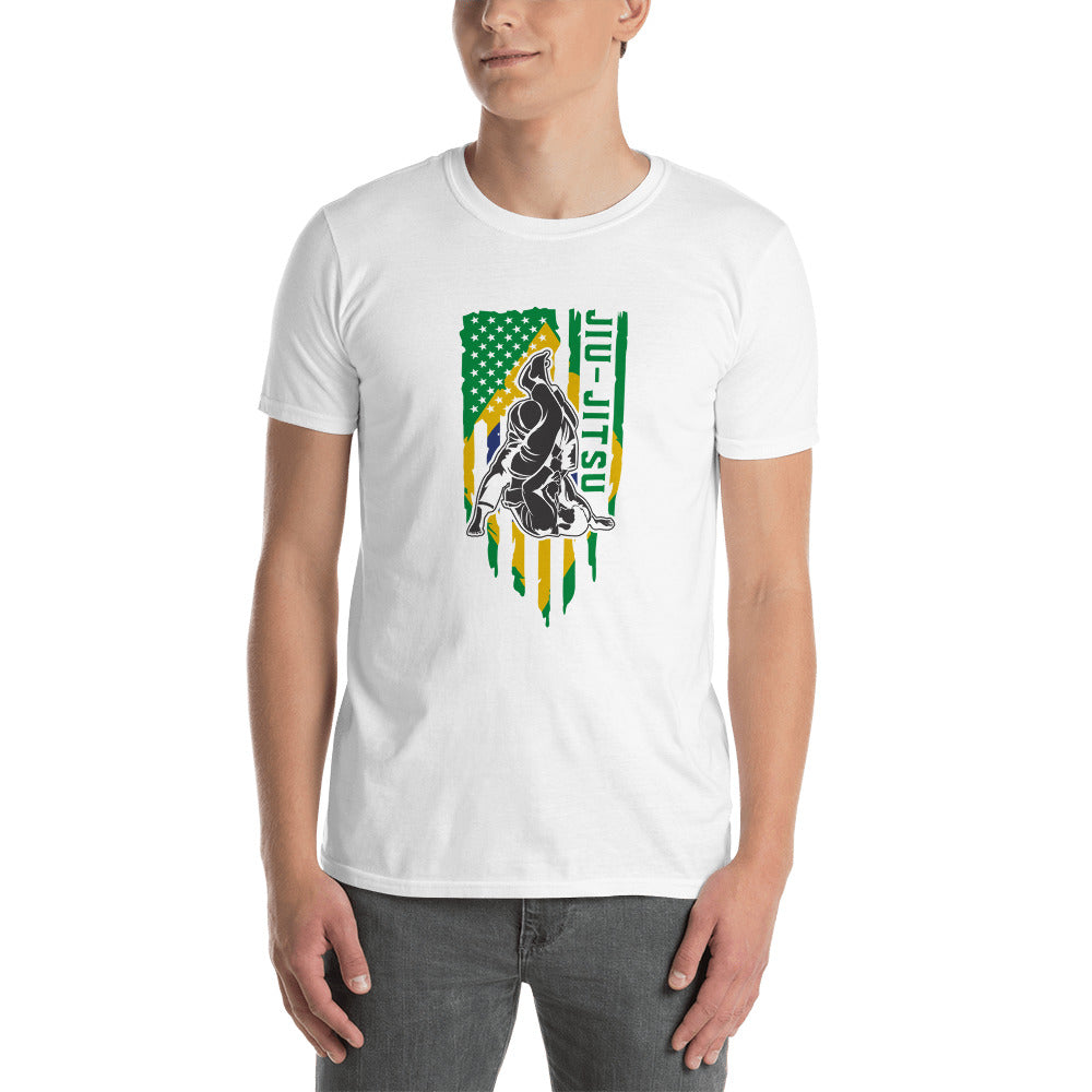 Brazilian Jiu Jitsu Brazil Flag White Shirt | BJJ Shirt | Brazilian Jiu-Jitsu Unisex T-Shirt Main image