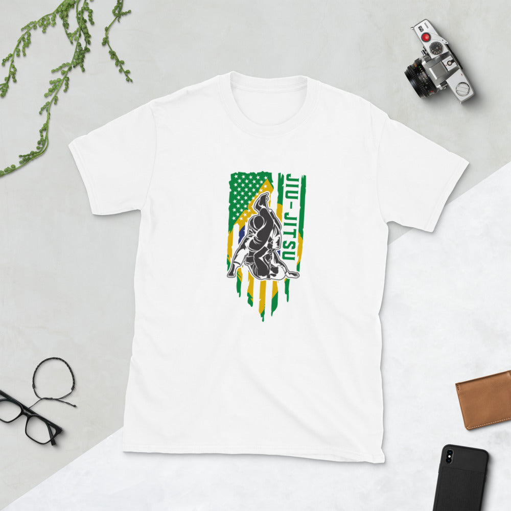 Brazilian Jiu Jitsu Brazil Flag White Shirt | BJJ Shirt | Brazilian Jiu-Jitsu Unisex T-Shirt Secondary image