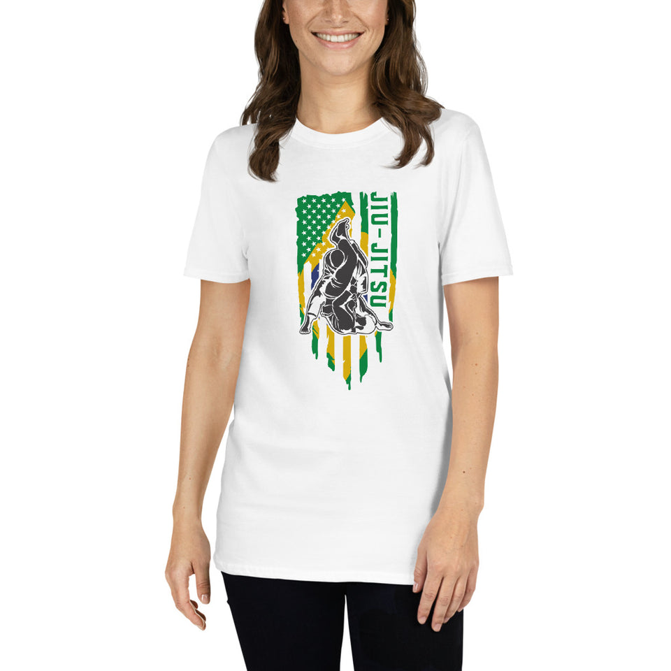 Brazilian Jiu Jitsu Brazil Flag White Shirt | BJJ Shirt | Brazilian Jiu-Jitsu Unisex T-Shirt