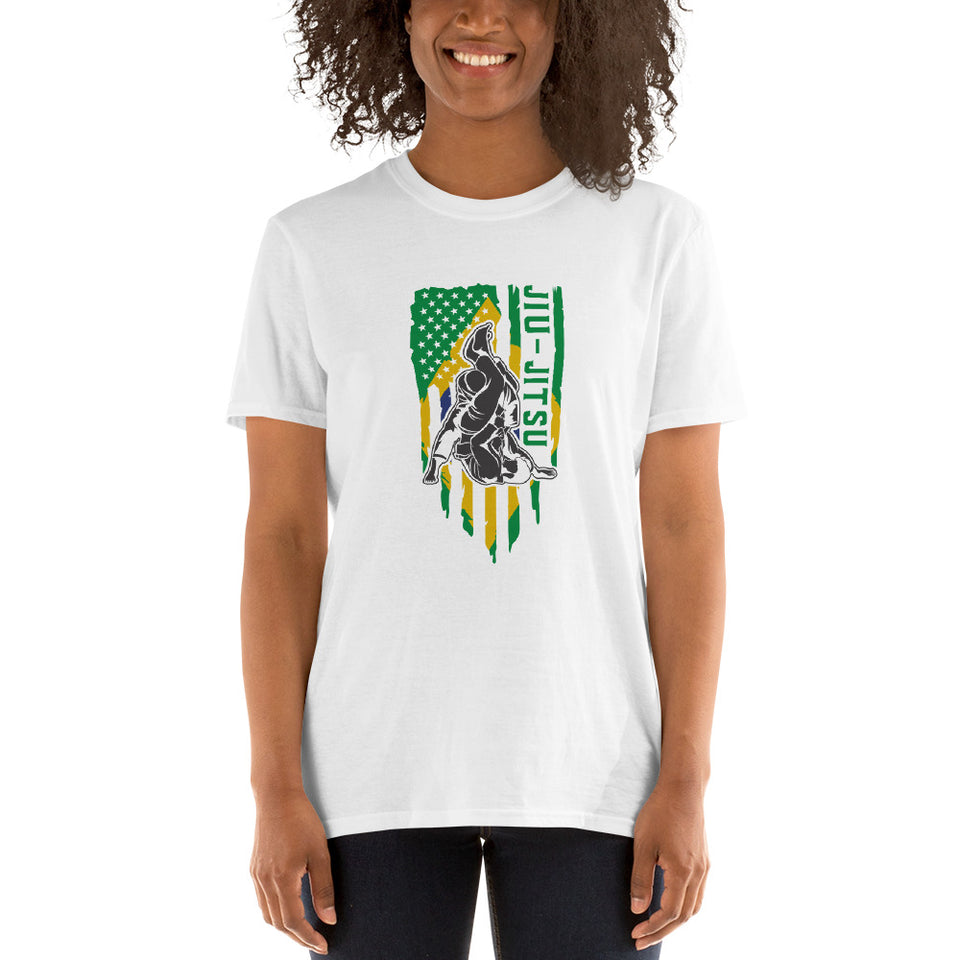 Brazilian Jiu Jitsu Brazil Flag White Shirt | BJJ Shirt | Brazilian Jiu-Jitsu Unisex T-Shirt
