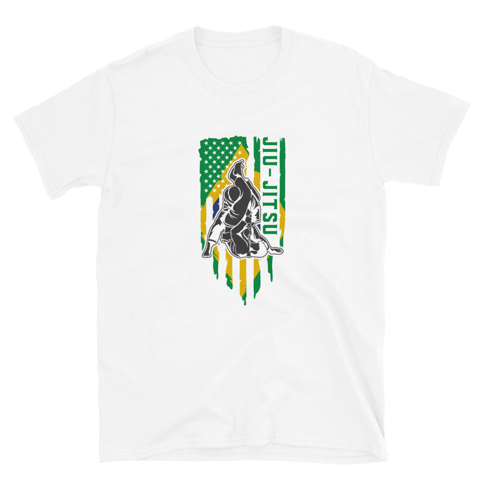 Brazilian Jiu Jitsu Brazil Flag White Shirt | BJJ Shirt | Brazilian Jiu-Jitsu Unisex T-Shirt