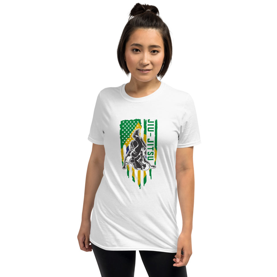 Brazilian Jiu Jitsu Brazil Flag White Shirt | BJJ Shirt | Brazilian Jiu-Jitsu Unisex T-Shirt