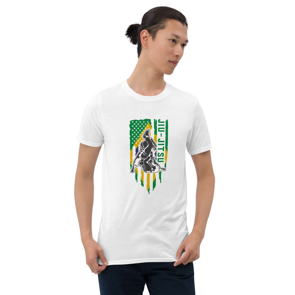 Brazilian Jiu Jitsu Brazil Flag White Shirt | BJJ Shirt | Brazilian Jiu-Jitsu Unisex T-Shirt