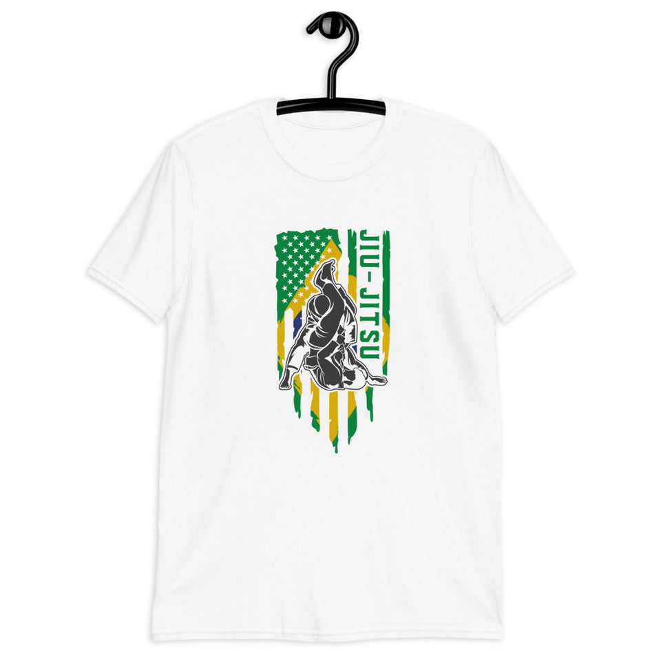 Brazilian Jiu Jitsu Brazil Flag White Shirt | BJJ Shirt | Brazilian Jiu-Jitsu Unisex T-Shirt