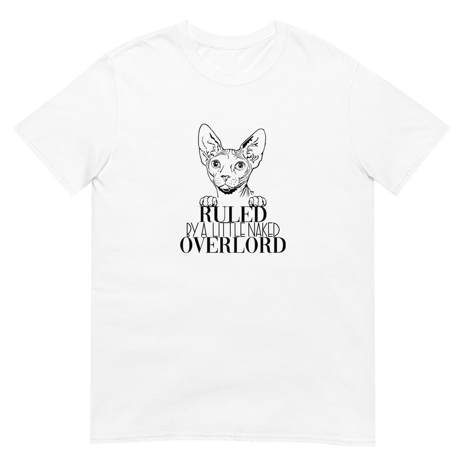 Sphynx Cat Shirt | Sphynx Cat Gifts | Ruled By A Little Naked Overlord Sphynx Cat Unisex White T-Shirt