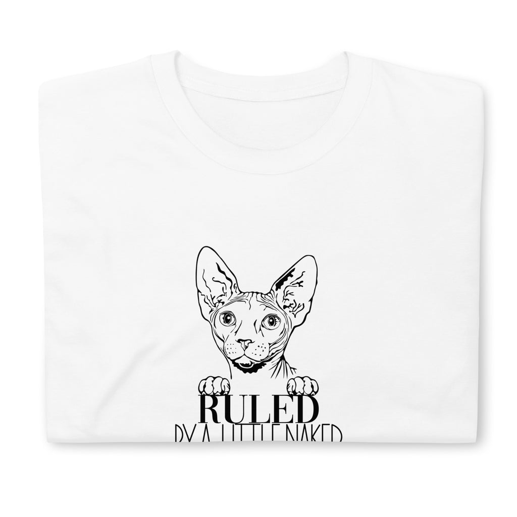 Sphynx Cat Shirt | Sphynx Cat Gifts | Ruled By A Little Naked Overlord Sphynx Cat Unisex White T-Shirt