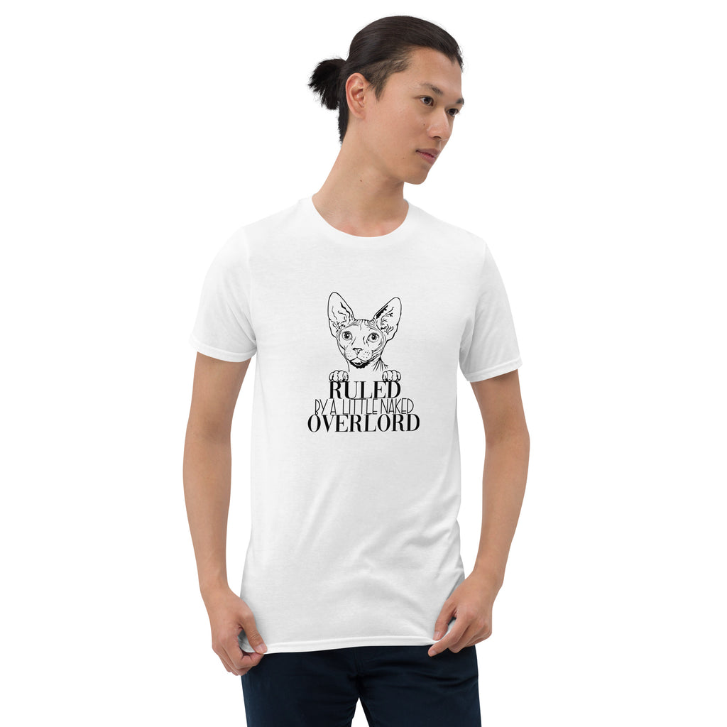 Sphynx Cat Shirt | Sphynx Cat Gifts | Ruled By A Little Naked Overlord Sphynx Cat Unisex White T-Shirt