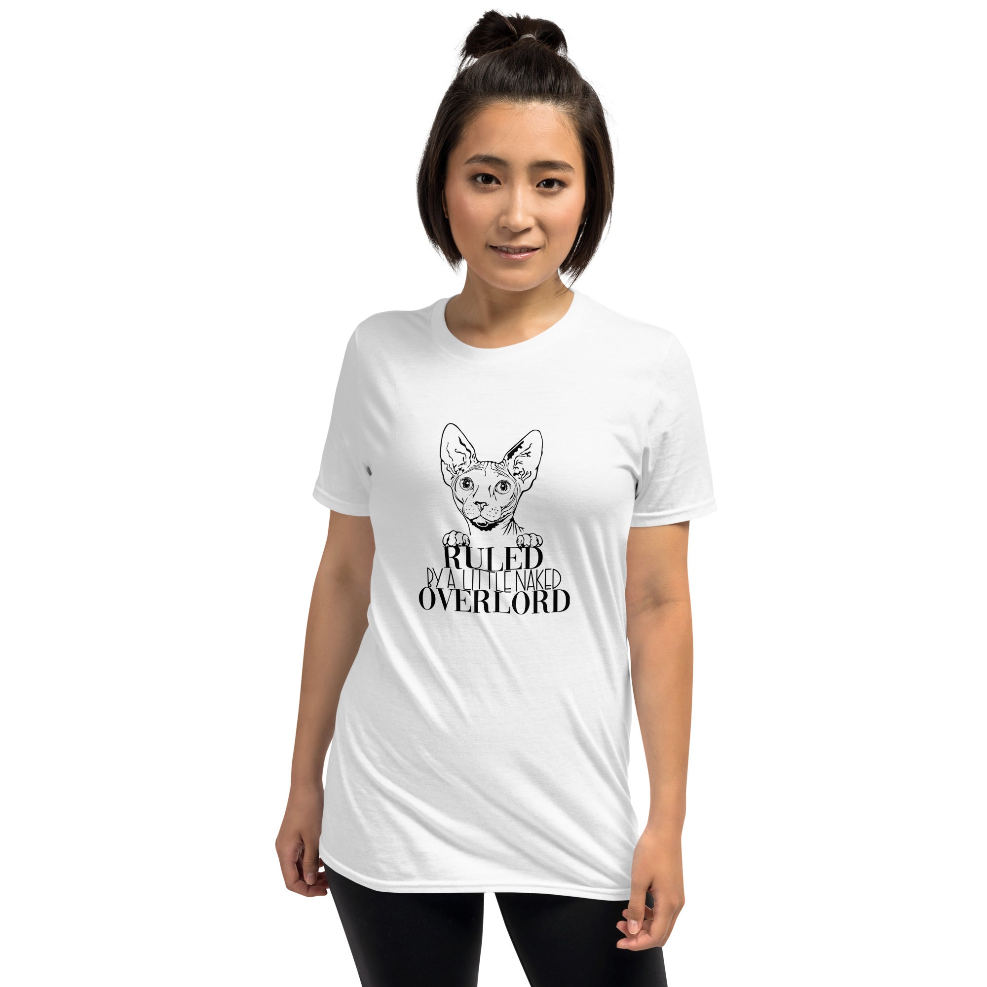 Sphynx Cat Shirt | Sphynx Cat Gifts | Ruled By A Little Naked Overlord Sphynx Cat Unisex White T-Shirt