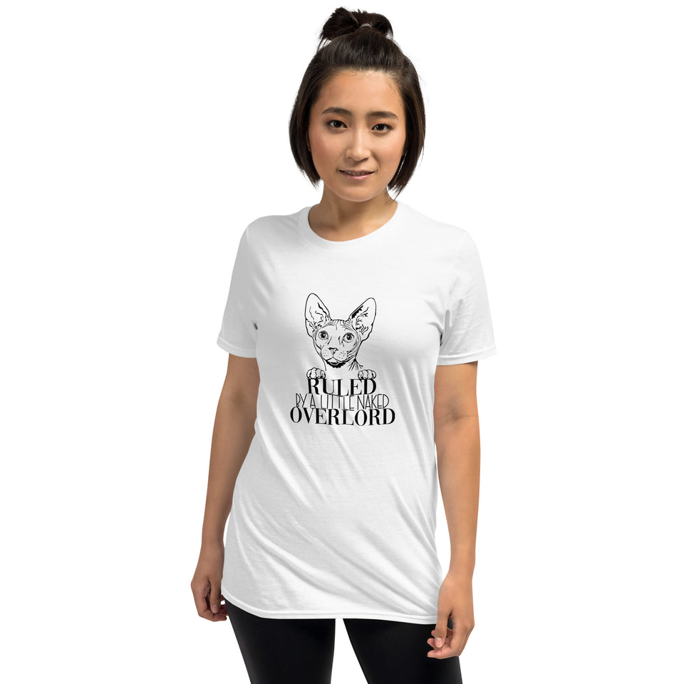 Sphynx Cat Shirt | Sphynx Cat Gifts | Ruled By A Little Naked Overlord Sphynx Cat Unisex White T-Shirt