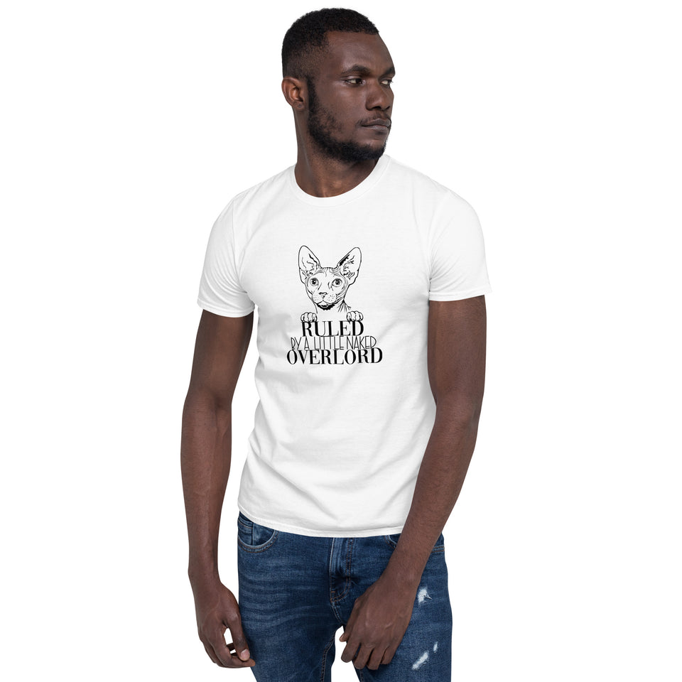 Sphynx Cat Shirt | Sphynx Cat Gifts | Ruled By A Little Naked Overlord Sphynx Cat Unisex White T-Shirt