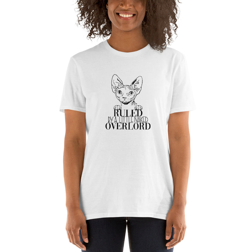 Sphynx Cat Shirt | Sphynx Cat Gifts | Ruled By A Little Naked Overlord Sphynx Cat Unisex White T-Shirt