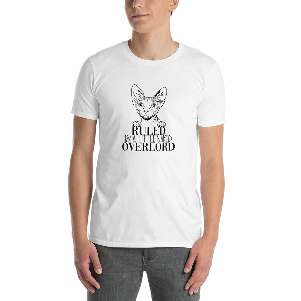 Sphynx Cat Shirt | Sphynx Cat Gifts | Ruled By A Little Naked Overlord Sphynx Cat Unisex White T-Shirt