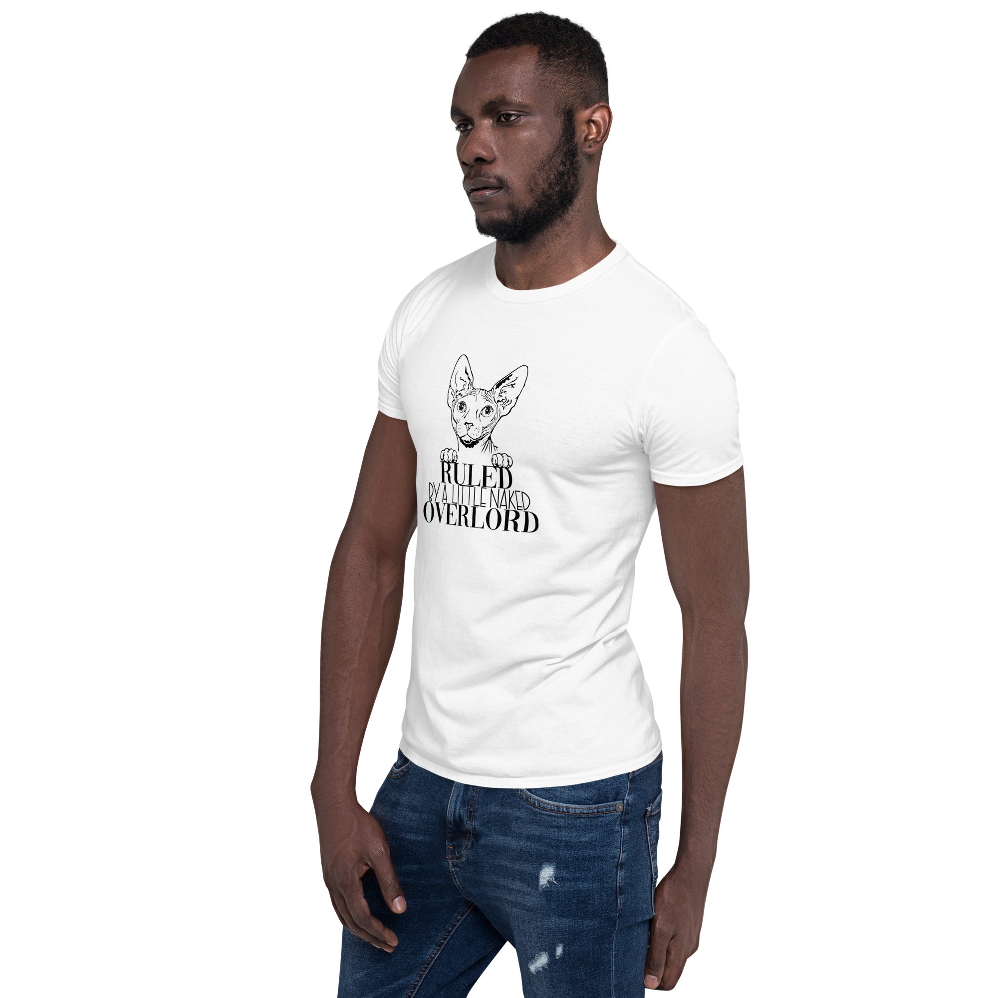 Sphynx Cat Shirt | Sphynx Cat Gifts | Ruled By A Little Naked Overlord Sphynx Cat Unisex White T-Shirt