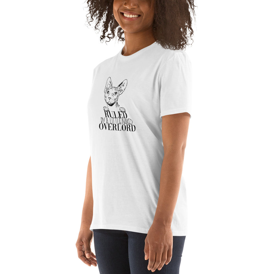 Sphynx Cat Shirt | Sphynx Cat Gifts | Ruled By A Little Naked Overlord Sphynx Cat Unisex White T-Shirt