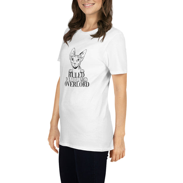 Sphynx Cat Shirt | Sphynx Cat Gifts | Ruled By A Little Naked Overlord Sphynx Cat Unisex White T-Shirt