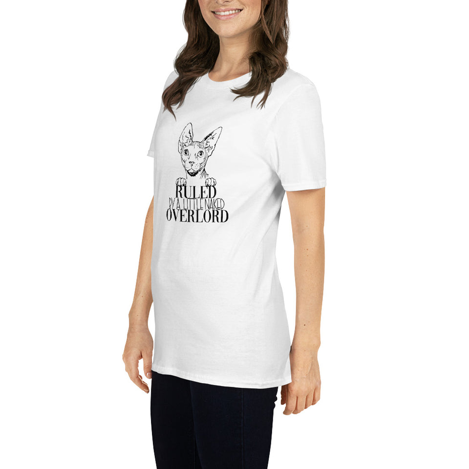 Sphynx Cat Shirt | Sphynx Cat Gifts | Ruled By A Little Naked Overlord Sphynx Cat Unisex White T-Shirt