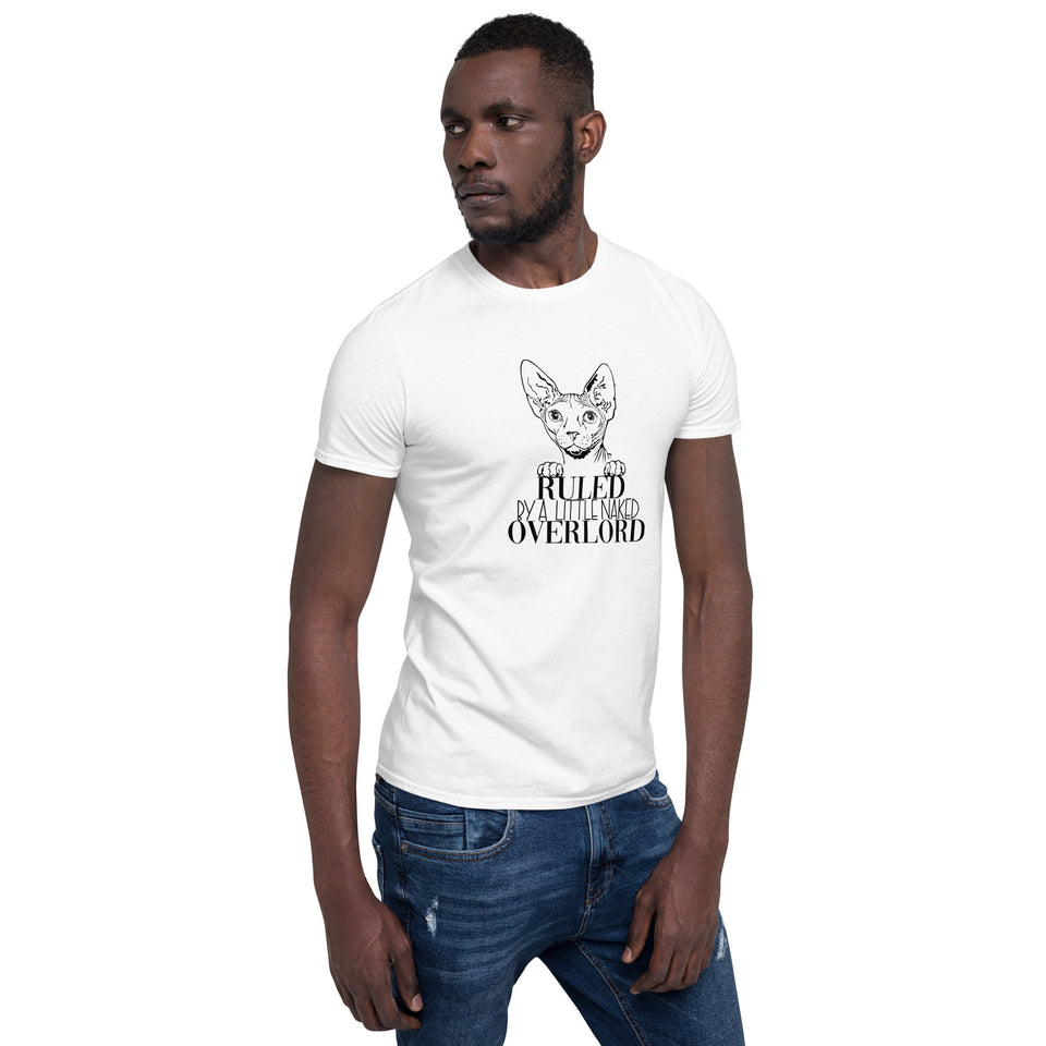 Sphynx Cat Shirt | Sphynx Cat Gifts | Ruled By A Little Naked Overlord Sphynx Cat Unisex White T-Shirt