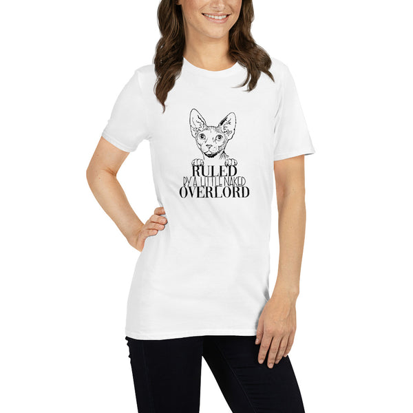 Sphynx Cat Shirt | Sphynx Cat Gifts | Ruled By A Little Naked Overlord Sphynx Cat Unisex White T-Shirt