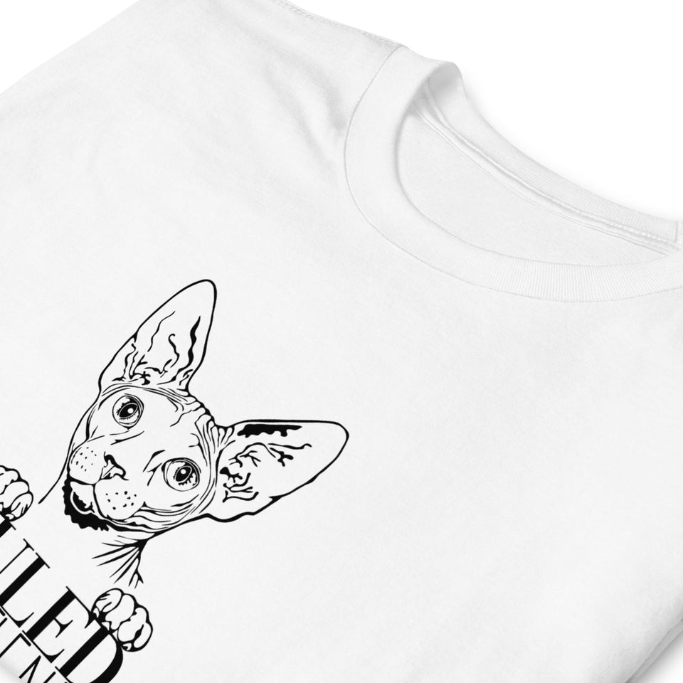 Sphynx Cat Shirt | Sphynx Cat Gifts | Ruled By A Little Naked Overlord Sphynx Cat Unisex White T-Shirt