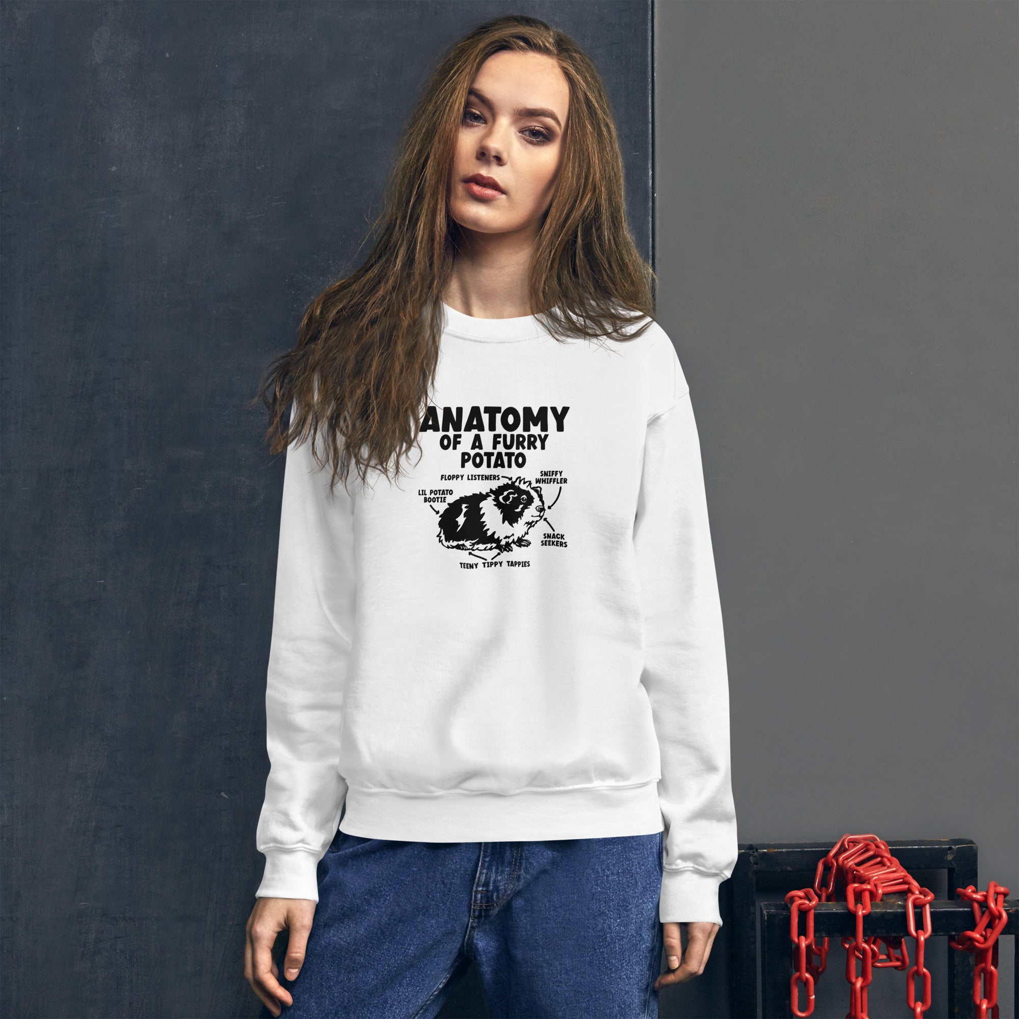 Guinea Pig Anatomy Of A Furry Potato Sweatshirt | Guinea Pig Gifts | Guinea Pig Unisex Sweatshirt