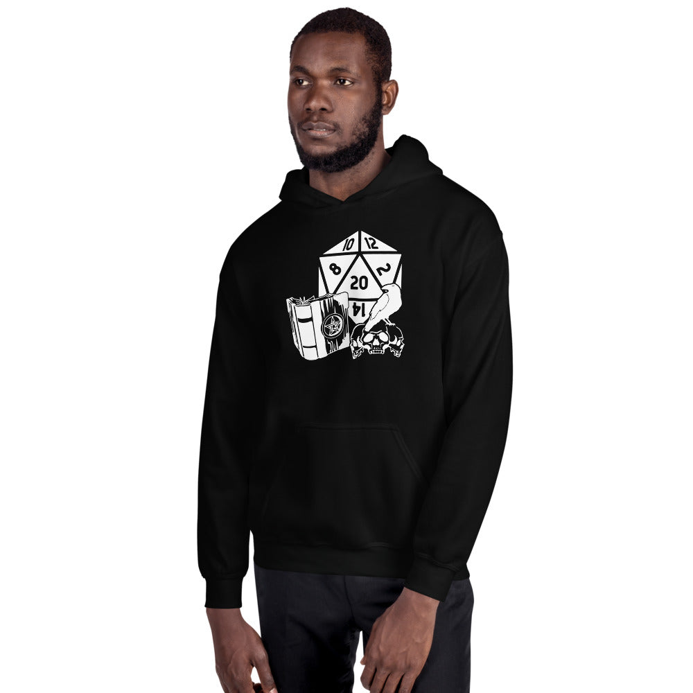 Raven Dragon Fantasy RPG Dice Hoodie | Dungeon Master Hoodie | Tabletop RPG | Tabletop Games | RPG Hoodie Role Playing Game Unisex Hoodie