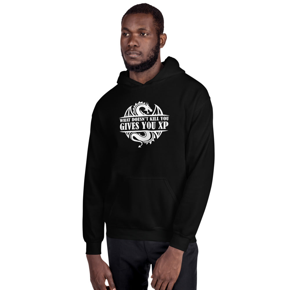 What Doesn't Kill You Gives You XP RPG Dice | Dungeon Master Hoodie | Tabletop RPG | Tabletop Games | Rpg Hoodie | Role Playing Game Unisex Hoodie