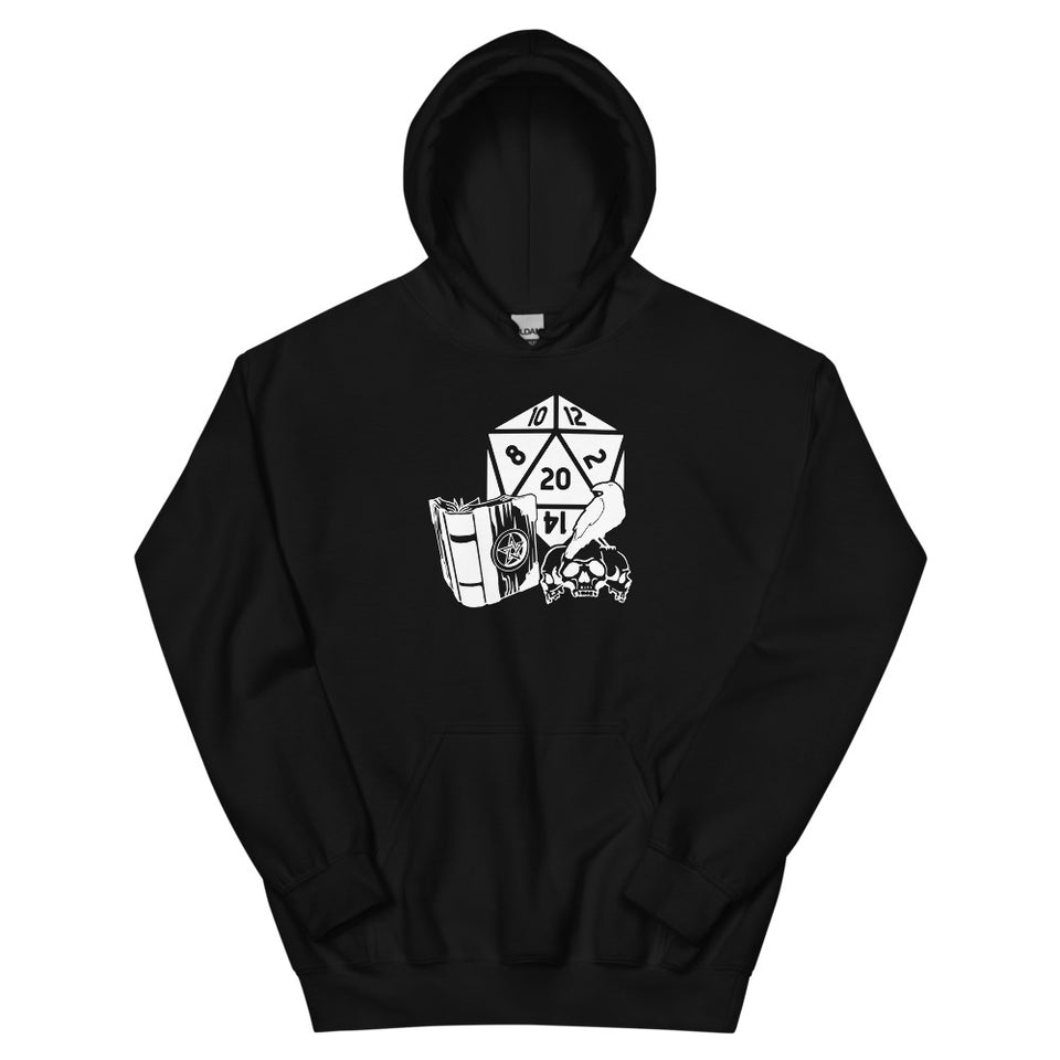Raven Dragon Fantasy RPG Dice Hoodie | Dungeon Master Hoodie | Tabletop RPG | Tabletop Games | RPG Hoodie Role Playing Game Unisex Hoodie