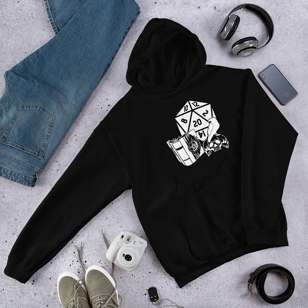 Raven Dragon Fantasy RPG Dice Hoodie | Dungeon Master Hoodie | Tabletop RPG | Tabletop Games | RPG Hoodie Role Playing Game Unisex Hoodie