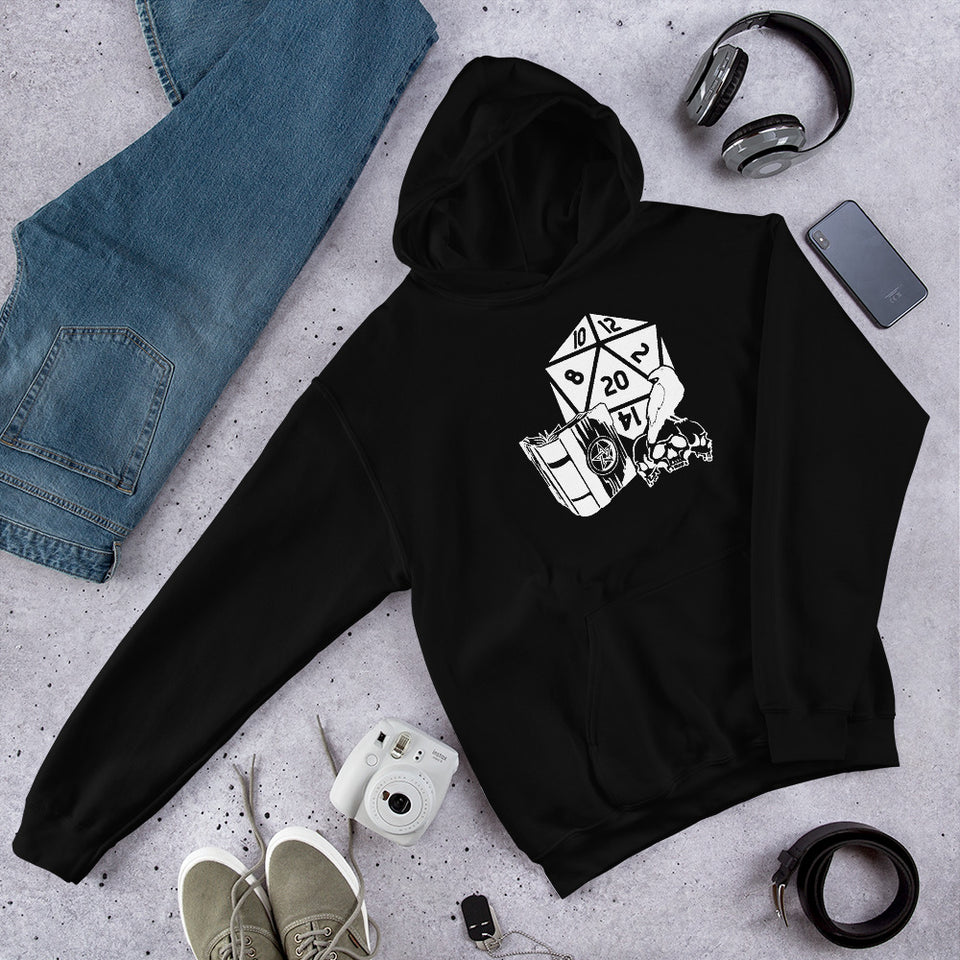 Raven Dragon Fantasy RPG Dice Hoodie | Dungeon Master Hoodie | Tabletop RPG | Tabletop Games | RPG Hoodie Role Playing Game Unisex Hoodie
