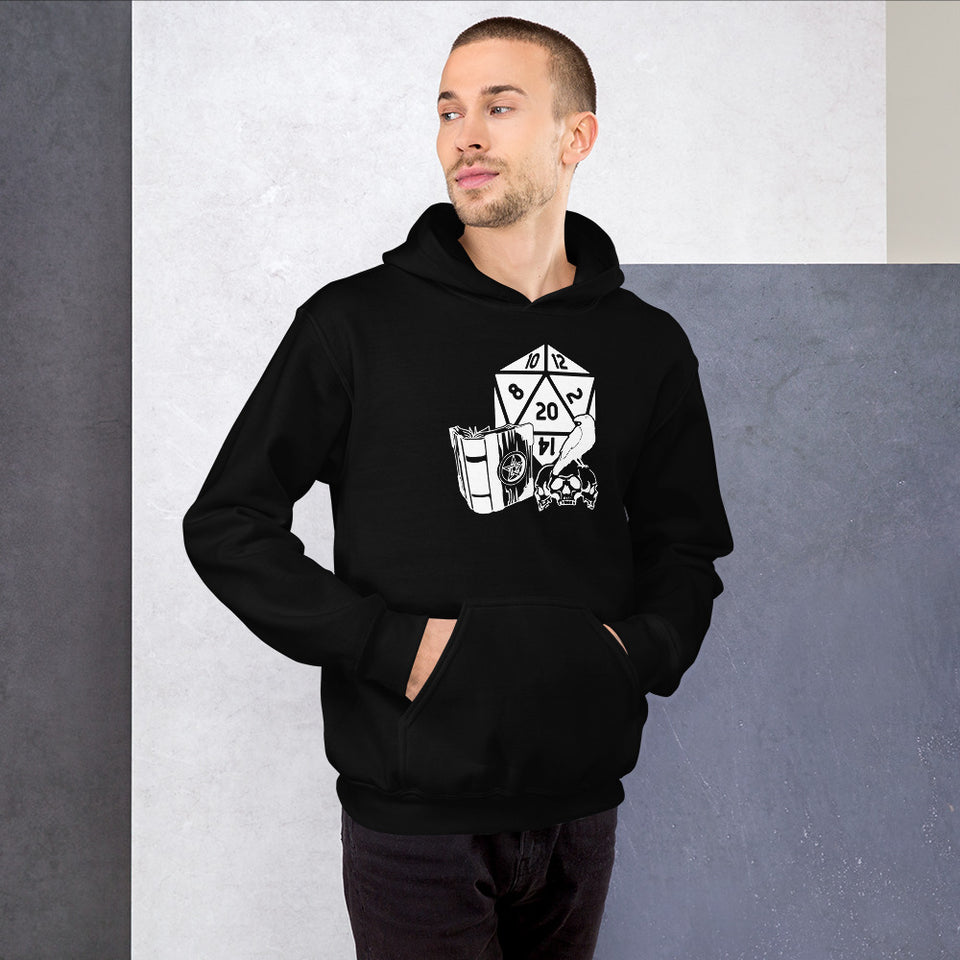 Raven Dragon Fantasy RPG Dice Hoodie | Dungeon Master Hoodie | Tabletop RPG | Tabletop Games | RPG Hoodie Role Playing Game Unisex Hoodie
