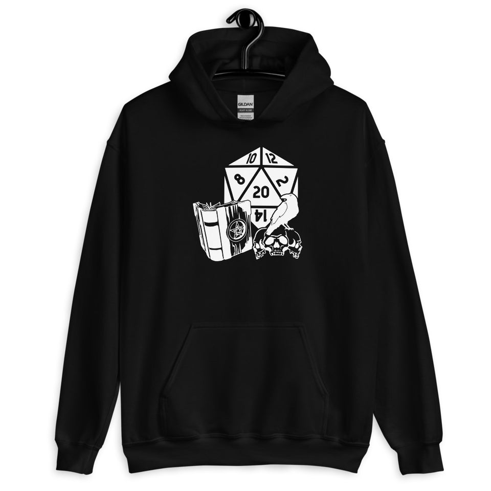 Raven Dragon Fantasy RPG Dice Hoodie | Dungeon Master Hoodie | Tabletop RPG | Tabletop Games | RPG Hoodie Role Playing Game Unisex Hoodie