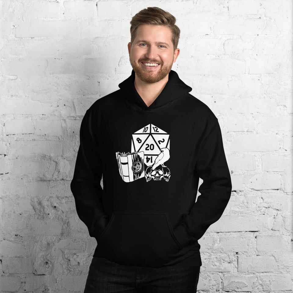 Raven Dragon Fantasy RPG Dice Hoodie | Dungeon Master Hoodie | Tabletop RPG | Tabletop Games | RPG Hoodie Role Playing Game Unisex Hoodie