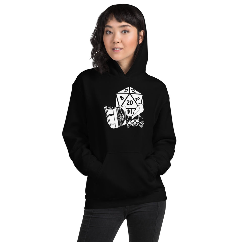 Raven Dragon Fantasy RPG Dice Hoodie | Dungeon Master Hoodie | Tabletop RPG | Tabletop Games | RPG Hoodie Role Playing Game Unisex Hoodie