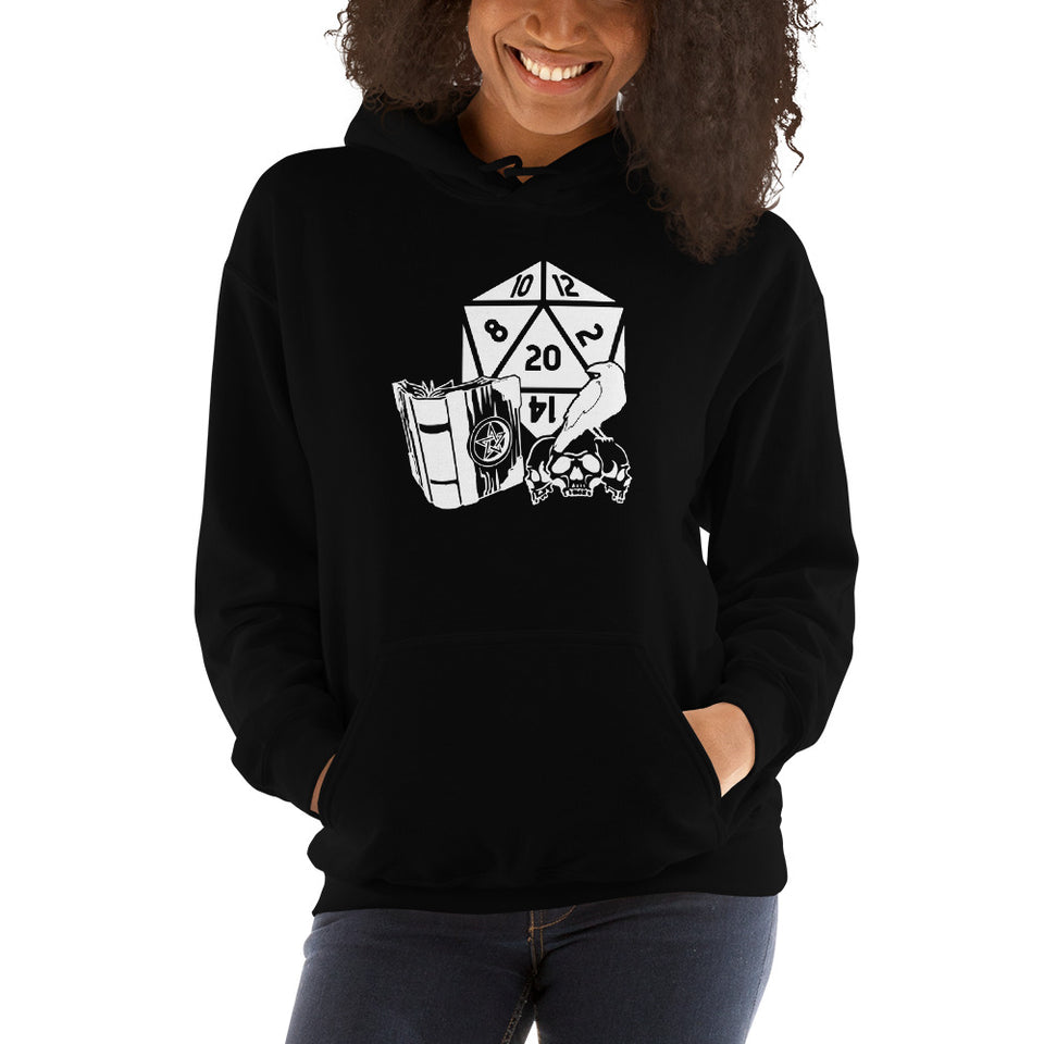 Raven Dragon Fantasy RPG Dice Hoodie | Dungeon Master Hoodie | Tabletop RPG | Tabletop Games | RPG Hoodie Role Playing Game Unisex Hoodie