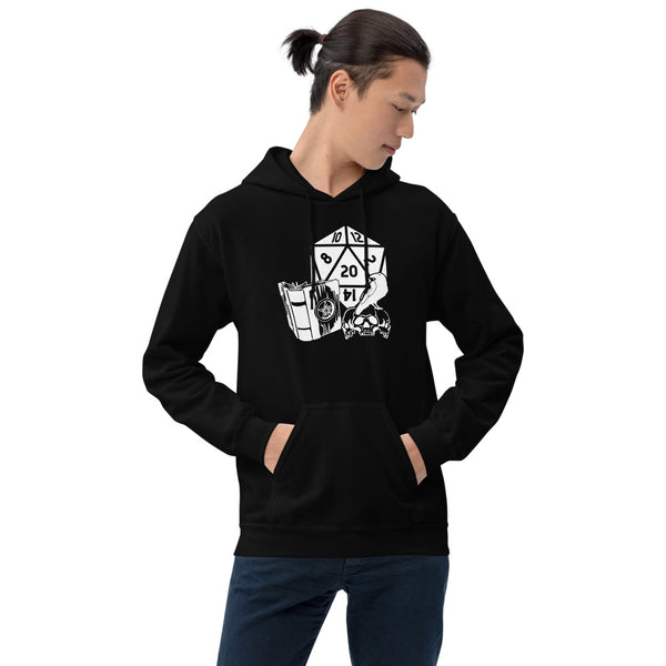 Raven Dragon Fantasy RPG Dice Hoodie | Dungeon Master Hoodie | Tabletop RPG | Tabletop Games | RPG Hoodie Role Playing Game Unisex Hoodie