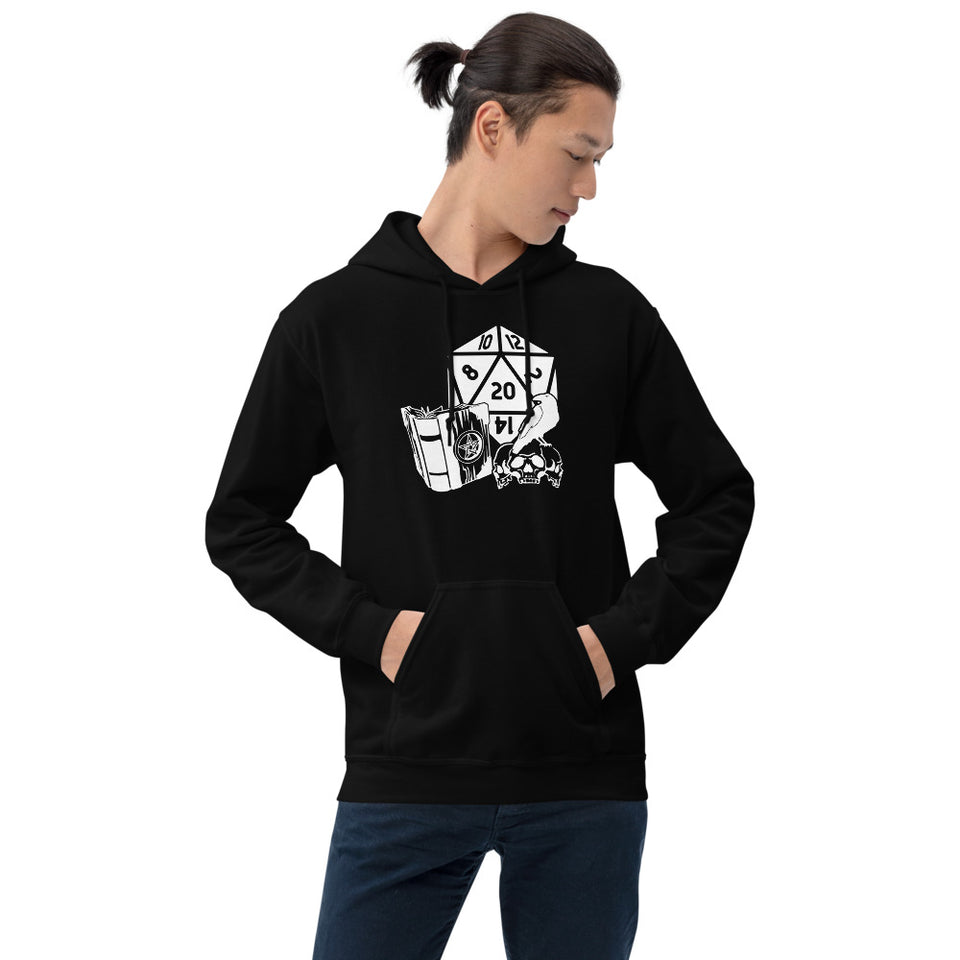 Raven Dragon Fantasy RPG Dice Hoodie | Dungeon Master Hoodie | Tabletop RPG | Tabletop Games | RPG Hoodie Role Playing Game Unisex Hoodie