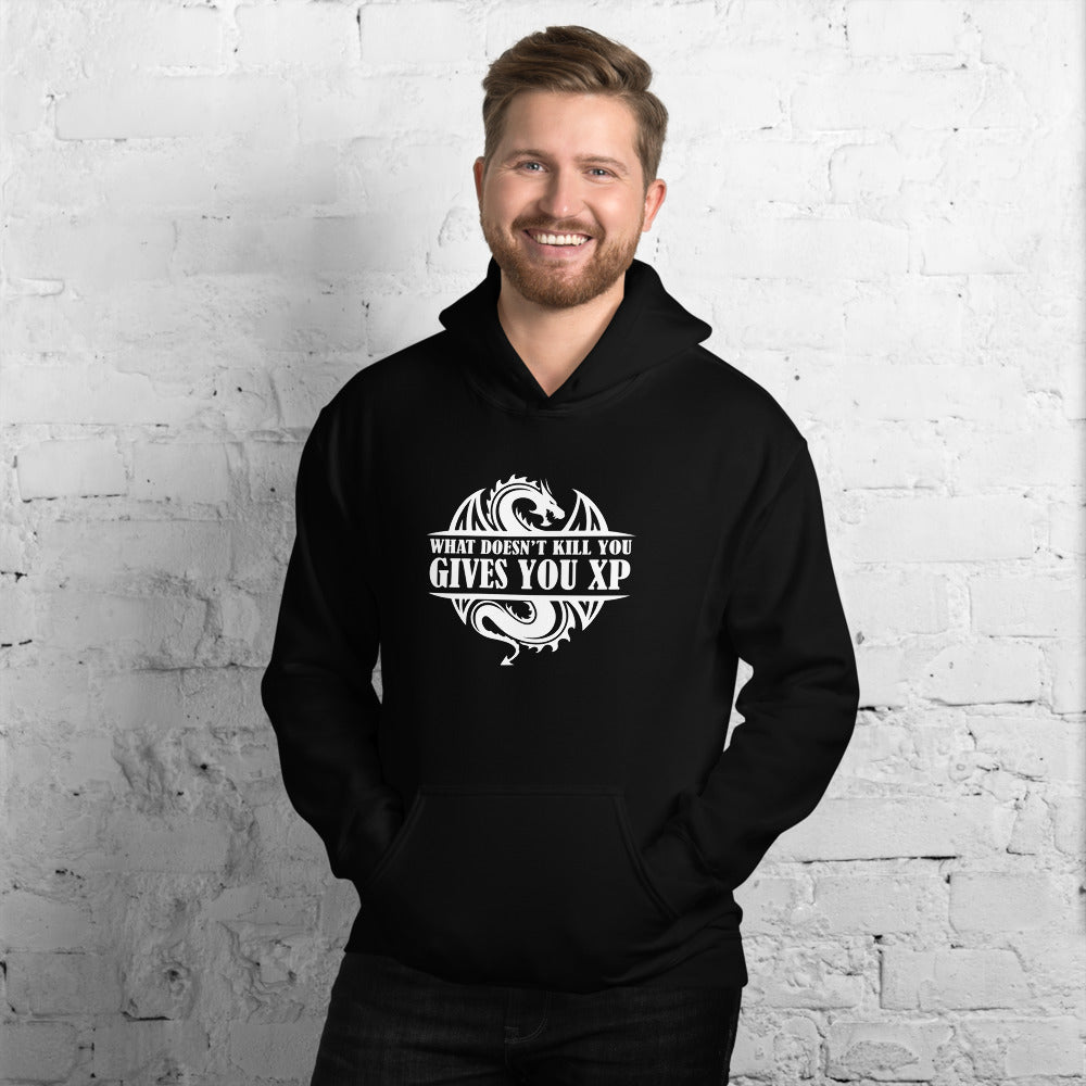 What Doesn't Kill You Gives You XP RPG Dice | Dungeon Master Hoodie | Tabletop RPG | Tabletop Games | Rpg Hoodie | Role Playing Game Unisex Hoodie