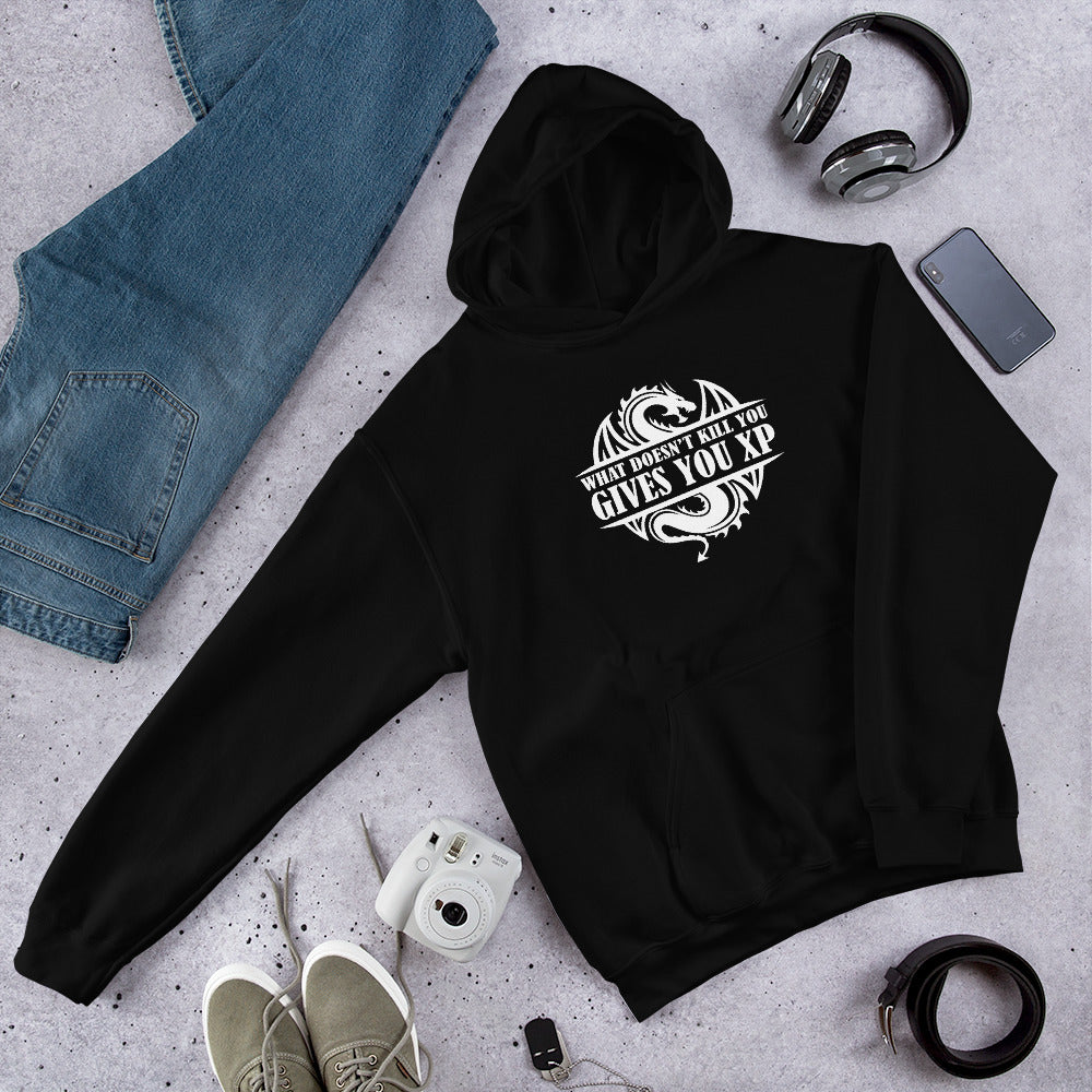 What Doesn't Kill You Gives You XP RPG Dice | Dungeon Master Hoodie | Tabletop RPG | Tabletop Games | Rpg Hoodie | Role Playing Game Unisex Hoodie