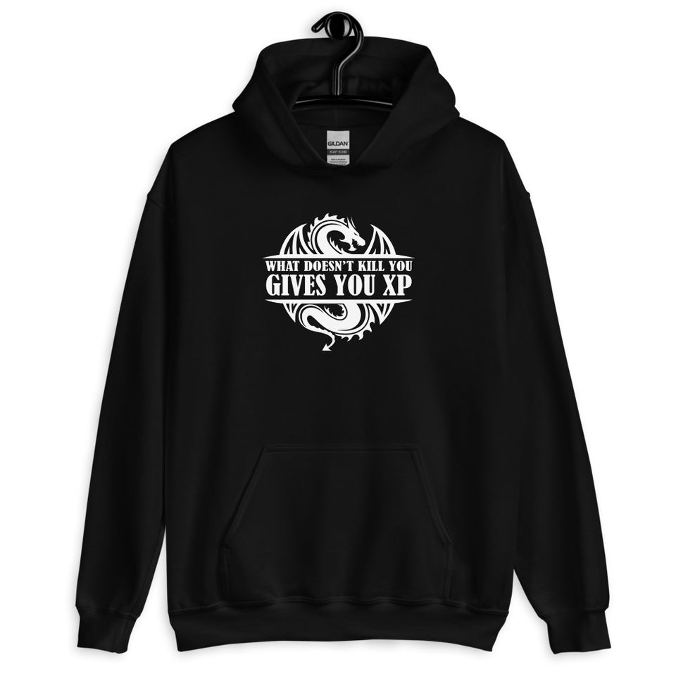 What Doesn't Kill You Gives You XP RPG Dice | Dungeon Master Hoodie | Tabletop RPG | Tabletop Games | Rpg Hoodie | Role Playing Game Unisex Hoodie