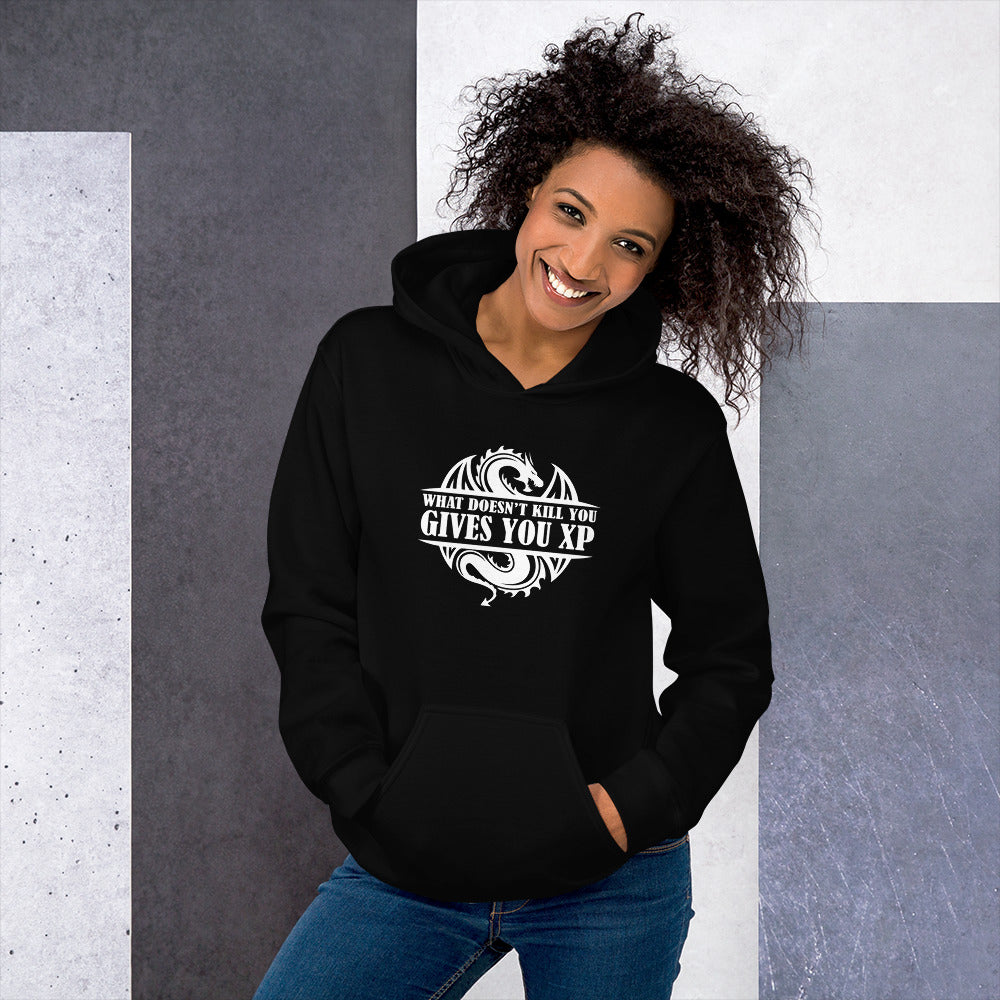 What Doesn't Kill You Gives You XP RPG Dice | Dungeon Master Hoodie | Tabletop RPG | Tabletop Games | Rpg Hoodie | Role Playing Game Unisex Hoodie
