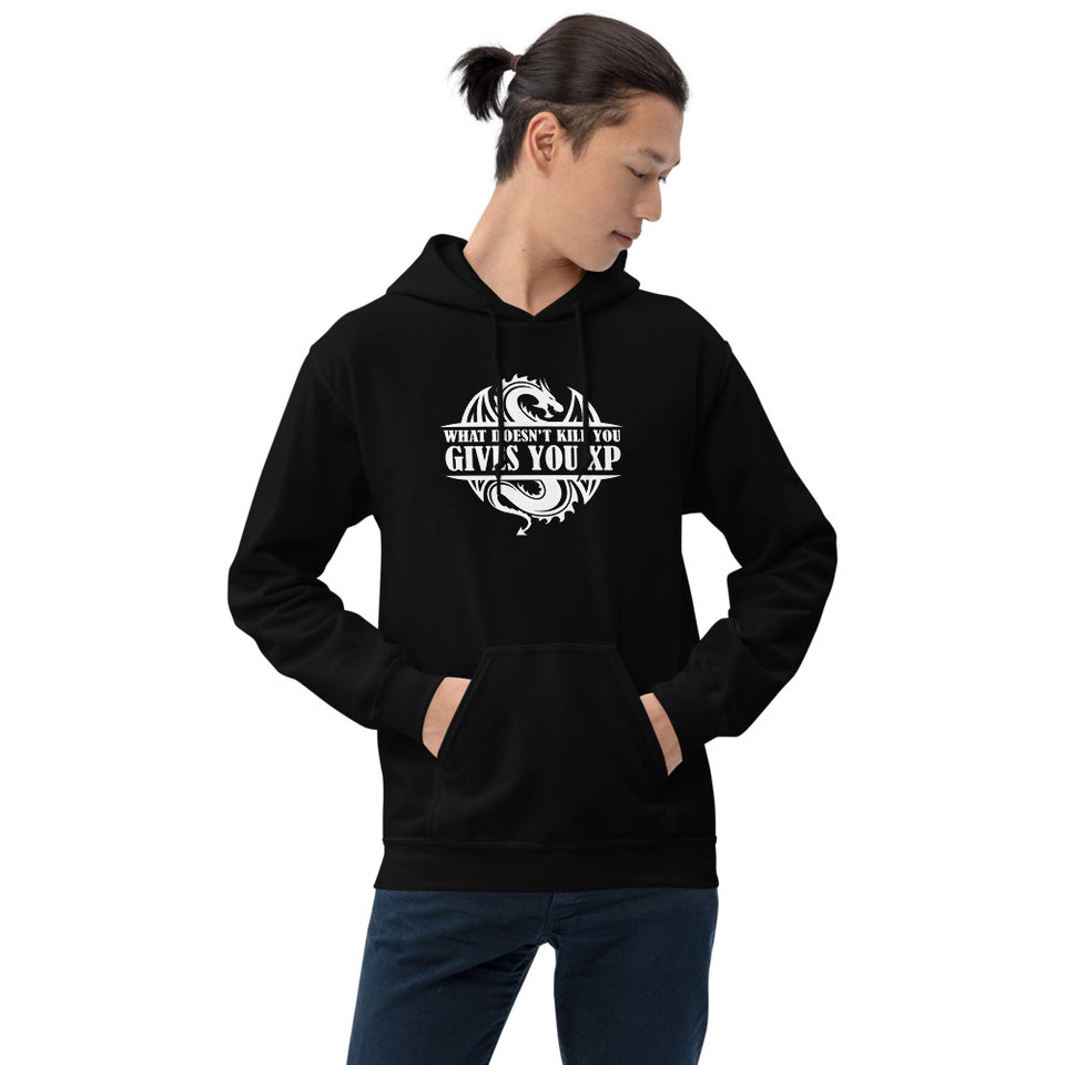 What Doesn't Kill You Gives You XP RPG Dice | Dungeon Master Hoodie | Tabletop RPG | Tabletop Games | Rpg Hoodie | Role Playing Game Unisex Hoodie