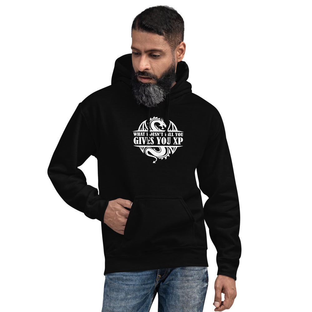 What Doesn't Kill You Gives You XP RPG Dice | Dungeon Master Hoodie | Tabletop RPG | Tabletop Games | Rpg Hoodie | Role Playing Game Unisex Hoodie