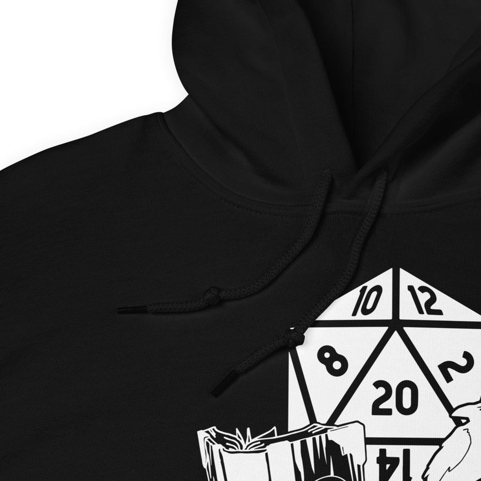 Raven Dragon Fantasy RPG Dice Hoodie | Dungeon Master Hoodie | Tabletop RPG | Tabletop Games | RPG Hoodie Role Playing Game Unisex Hoodie