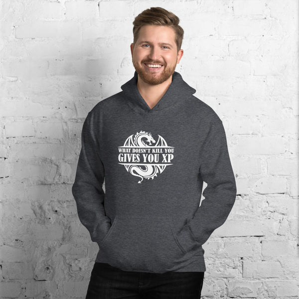 What Doesn't Kill You Gives You XP RPG Dice | Dungeon Master Hoodie | Tabletop RPG | Tabletop Games | Rpg Hoodie | Role Playing Game Unisex Hoodie