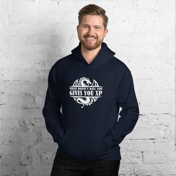 What Doesn't Kill You Gives You XP RPG Dice | Dungeon Master Hoodie | Tabletop RPG | Tabletop Games | Rpg Hoodie | Role Playing Game Unisex Hoodie