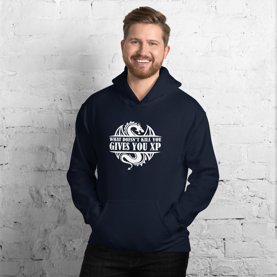 What Doesn't Kill You Gives You XP RPG Dice | Dungeon Master Hoodie | Tabletop RPG | Tabletop Games | Rpg Hoodie | Role Playing Game Unisex Hoodie
