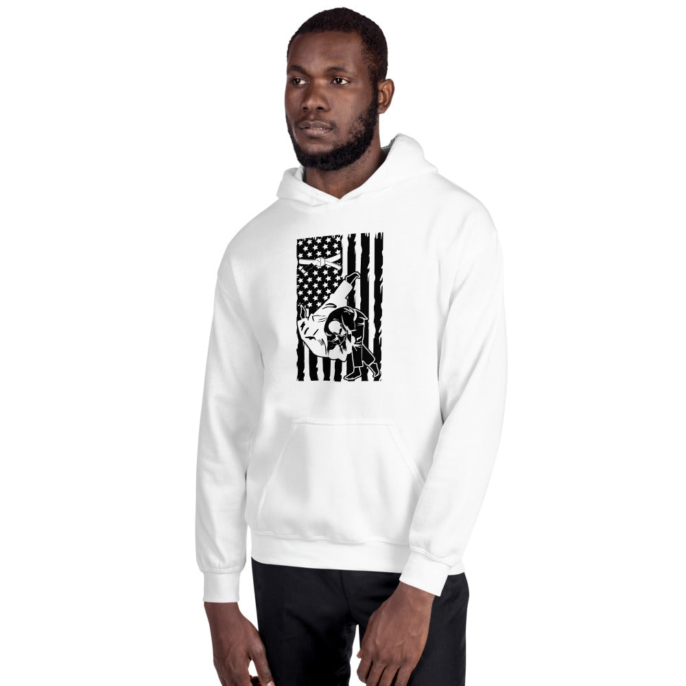 Brazilian Jiu Jitsu Flag Throw White Hoodie | BJJ Hoodie | Brazilian Jiu-Jitsu Unisex Pullover Hoodie